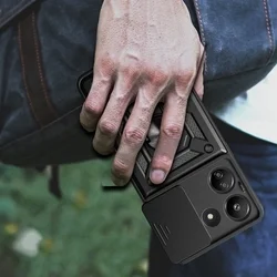 Xiaomi Redmi 13C Telefontok - Camshield - fekete szilikon tok, kitámasztó ujjgyűrűvel, csúsztatható kameravédővel-4