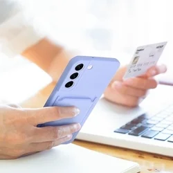 Samsung Galaxy S23 FE 5G Telefontok - Forcell Card - lila kártyatartós szilikon hátlap tok-3