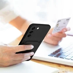 Samsung Galaxy S23 FE 5G Telefontok - Forcell Card - fekete kártyatartós szilikon hátlap tok-2