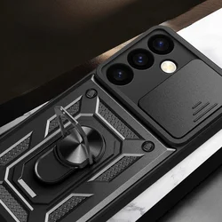 Samsung Galaxy S24 Telefontok - Camshield - kék szilikon tok, kitámasztó ujjgyűrűvel, csúsztatható kameravédővel-6