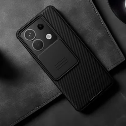 Xiaomi Poco X6 5G Telefontok - Nillkin csúsztatható kameravédős fekete hátlap tok-1