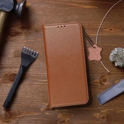 Xiaomi Redmi Note 13 5G Telefontok - Eredeti bőr Smart barna mágneses szilikon keretes könyvtok-4