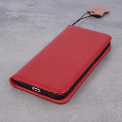 Xiaomi Redmi Note 13 5G Telefontok - Eredeti bőr Smart piros mágneses szilikon keretes könyvtok-4