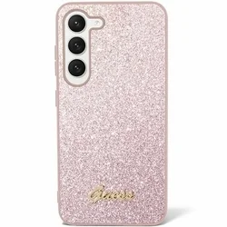 Samsung Galaxy S24 Telefontok - Guess Glitter Script Hátlaptok - Pink-1