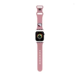 Okosóra szilikon szíj - Apple Watch Series 4/5/6/7/8/9/SE (38-40-41mm) szíj - Hello Kitty - pink szilikon szíj-1