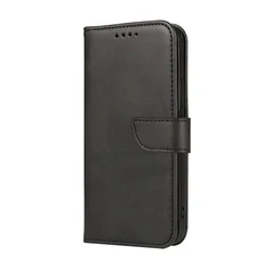 Xiaomi Redmi Note 13 4G/LTE Telefontok - fekete ráhajtófüles bőr könyvtok-2