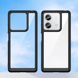 Xiaomi Redmi Note 13 5G Telefontok - átlátszó hátlap tok, fekete szilikon kerettel-4
