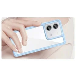 Xiaomi Redmi Note 13 Pro+ 5G Telefontok - átlátszó hátlap tok, kék szilikon kerettel-3