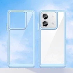 Xiaomi Redmi Note 13 Pro+ 5G Telefontok - átlátszó hátlap tok, kék szilikon kerettel-4