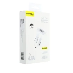 Pavareal CC32S Autós töltő - szivartöltő fej, 2USB, 4,8A, fehér-1