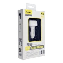 Pavareal CC65 Autós töltő - szivartöltő fej, 2USB / Type-C (USB-C), 4,8A, fehér-3