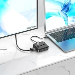 HOCO HB36 HUB Adapter - 5in1 porttal, Type-C / USB / HDMI, fekete adapter-4