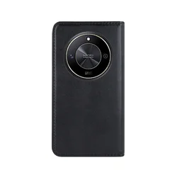 Honor Magic6 Lite Telefontok - Smart Magnetic fekete szilikon keretes mágneses könyvtok-1