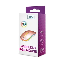Setty Egér - vezeték nélküli optikai egér rosegold, RGB LED világítás-1