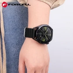 Okosóra szilikon szíj - Samsung Galaxy Watch 3 (45 mm) szíj - F- Design FS01 - fekete szilikon szíj (szíj szélesség: 22 mm)-1