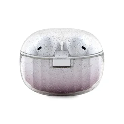 Guess TWS Headset - átlátszó/pink csillámos vezeték nélküli stereo bluetooth headset, töltőtokkal-1