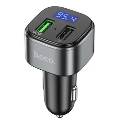 HOCO E67 Transzmitter - autós FM transzmitter + 2XUSB autós töltő, fekete, 13W-1