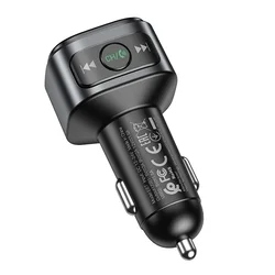 HOCO E67 Transzmitter - autós FM transzmitter + 2XUSB autós töltő, fekete, 13W-2