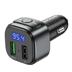 HOCO E67 Transzmitter - autós FM transzmitter + 2XUSB autós töltő, fekete, 13W-3