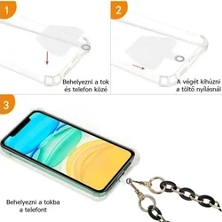 Univerzális Telefontok - tokba helyezhető telefon lánc - fekete/arany-4