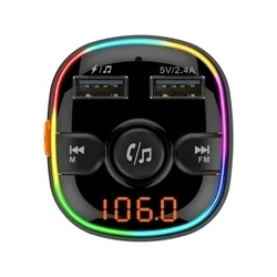 BC52L Transzmitter - autós FM/Bluetooth transzmitter + 2XUSB autós töltő, fekete-2