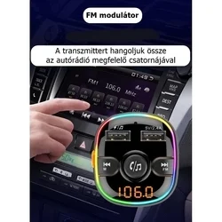 BC52L Transzmitter - autós FM/Bluetooth transzmitter + 2XUSB autós töltő, fekete-3