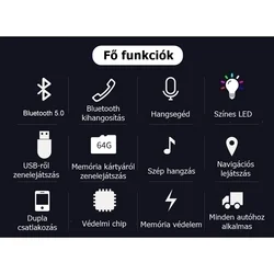 BC52L Transzmitter - autós FM/Bluetooth transzmitter + 2XUSB autós töltő, fekete-4