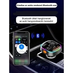 BC52L Transzmitter - autós FM/Bluetooth transzmitter + 2XUSB autós töltő, fekete-5