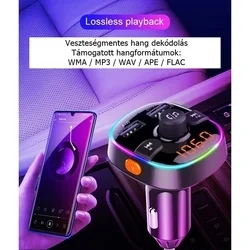 BC52L Transzmitter - autós FM/Bluetooth transzmitter + 2XUSB autós töltő, fekete-7