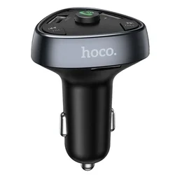 HOCO E51 Transzmitter - autós FM/Bluetooth transzmitter + 2XUSB/Type-C autós töltő, fekete-1