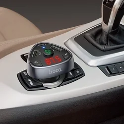 HOCO E51 Transzmitter - autós FM/Bluetooth transzmitter + 2XUSB/Type-C autós töltő, fekete-4