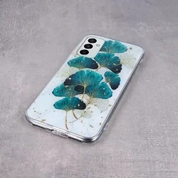 Samsung Galaxy A05s Telefontok - Gold Glam levelek - mintás műanyag hátlap tok, szilikon kerettel-3
