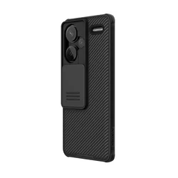 Xiaomi Redmi Note 13 Pro+ 5G Telefontok - Nillkin csúsztatható kameravédős fekete hátlap tok-1