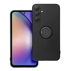 Telefontok Samsung Galaxy A35 5G - Grip fekete szilikon hátlap tok, kitámasztó ujjgyűrűvel-1
