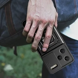 Xiaomi Redmi Note 13 Pro+ 5G Telefontok - Camshield - fekete szilikon tok, kitámasztó ujjgyűrűvel, csúsztatható kameravédővel-7