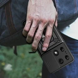 Xiaomi Redmi Note 13 Pro 4G / LTE Telefontok - Camshield - fekete szilikon tok, kitámasztó ujjgyűrűvel, csúsztatható kameravédővel-3