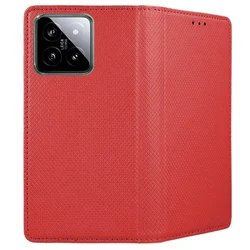 Telefontok Xiaomi 14 5G - piros mágneses szilikon keretes könyvtok-2