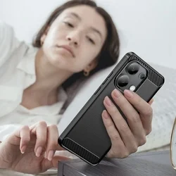 Telefontok Xiaomi Redmi Note 13 4G / LTE - Carbon Fiber fekete szilikon hátlap tok-5