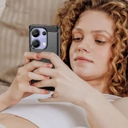 Telefontok Xiaomi Redmi Note 13 Pro 4G / LTE - Carbon Fiber fekete szilikon hátlap tok-3
