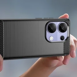 Telefontok Xiaomi Redmi Note 13 Pro 4G / LTE - Carbon Fiber fekete szilikon hátlap tok-4