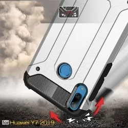Telefontok Huawei Y7 2019 / Y7 Prime 2019 - Hibrid Armor Ütésálló tok - ezüst-2