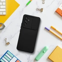 Telefontok Samsung Galaxy A24 4G / LTE - Slider csúsztatható kameravédős fekete szilikon hátlap tok-3