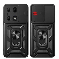 Telefontok Xiaomi Redmi Note 13 Pro 5G - Camshield - fekete szilikon tok, kitámasztó ujjgyűrűvel, csúsztatható kameravédővel-1
