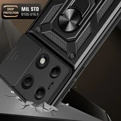 Telefontok Xiaomi Redmi Note 13 Pro 5G - Camshield - fekete szilikon tok, kitámasztó ujjgyűrűvel, csúsztatható kameravédővel-3
