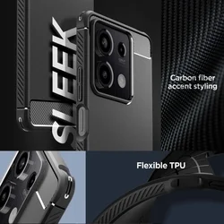 Telefontok Xiaomi Redmi Note 13 5G - SPIGEN Rugged Armor - matt fekete hátlap tok-10