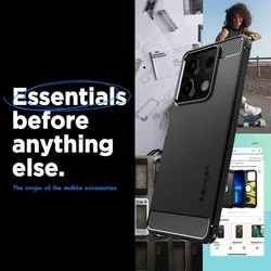 Telefontok Xiaomi Redmi Note 13 5G - SPIGEN Rugged Armor - matt fekete hátlap tok-12