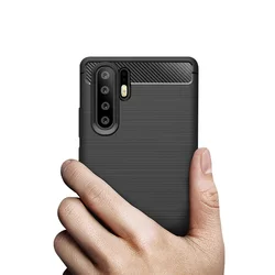 Huawei P30 Pro Telefontok - Forcell Carbon Fiber fekete szilikon tok-2