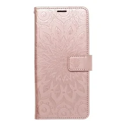 Telefontok Samsung Galaxy A55 5G - MEZZO mandala mintás rose gold mágneses szilikon keretes könyvtok-1