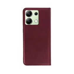 Telefontok Xiaomi Redmi Note 13 4G / LTE - Smart Magnetic burgundy szilikon keretes mágneses könyvtok-1