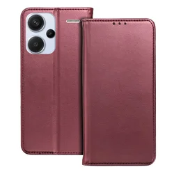 Telefontok Xiaomi Redmi Note 13 Pro+ 5G - Smart Magnetic burgundy szilikon keretes mágneses könyvtok-5
